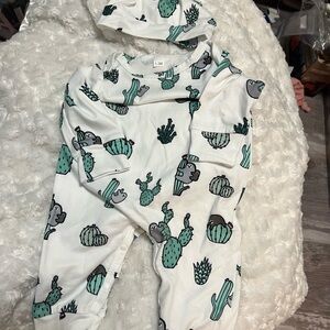 Cactus Print Baby Onesie with Hood